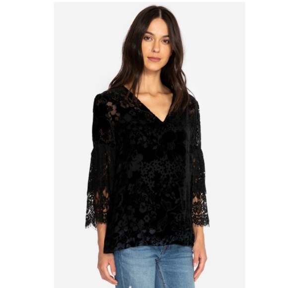 JOHNNY WAS Eureka Burnout Lace Top in Black S - Picture 3 of 9